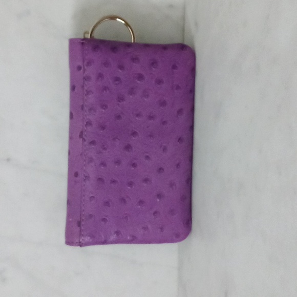 kate spade Bags Kate Spade Purple Ostrich Embossed Keychain Wallet
